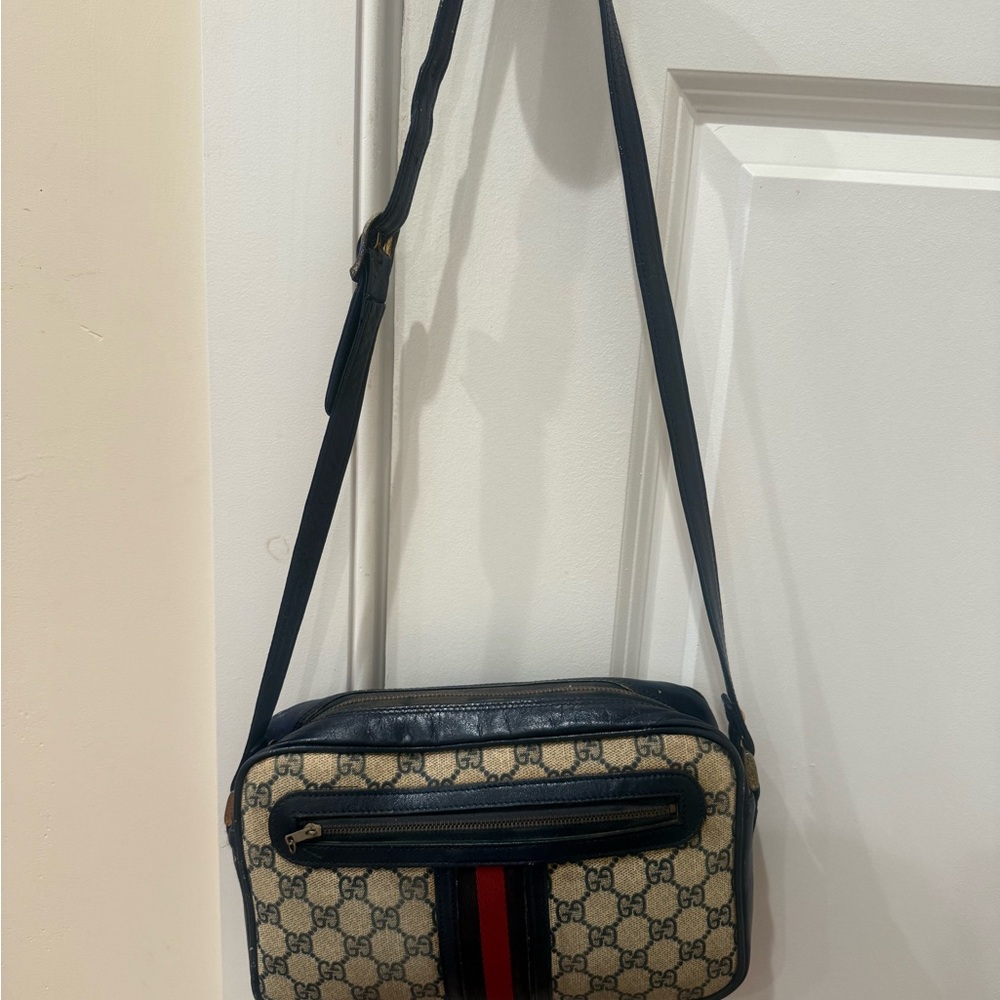 Gucci Beige and Navy Men's Messenger Bag